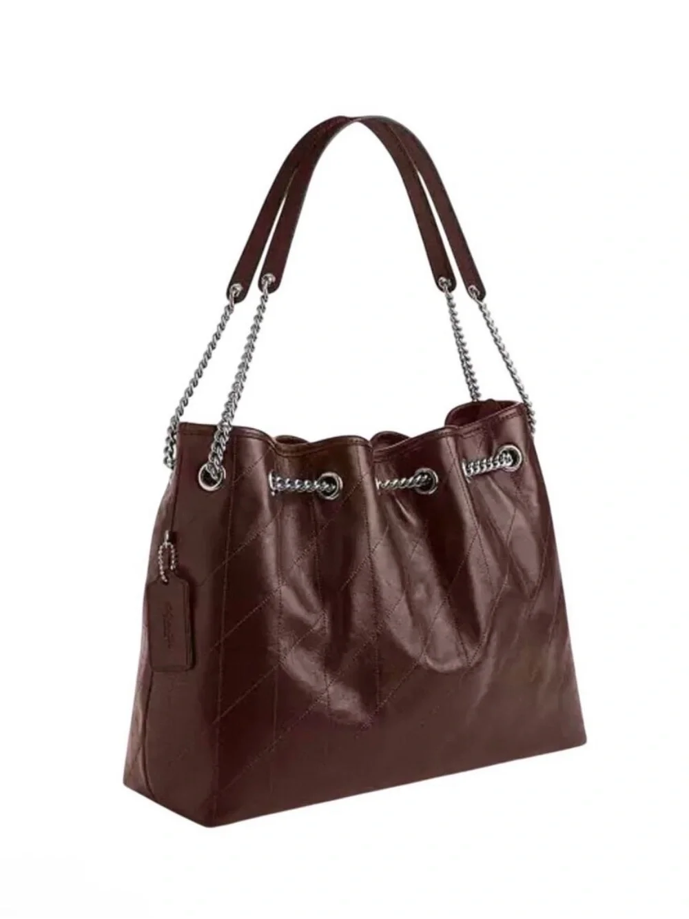 NWT Coach Evelyn Quilted Leather Shoulder Bag Brown Maple Purse Medium Handbag